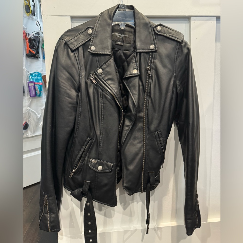 Obey Propaganda Faux Leather Belted Biker Jacket
